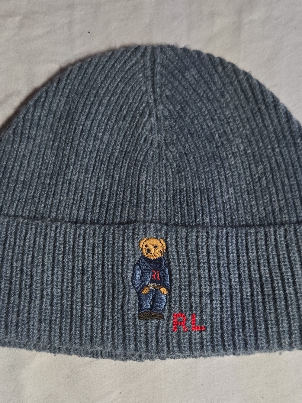 Polo Ralph Lauren Solid Denim Bear Beanie Gray